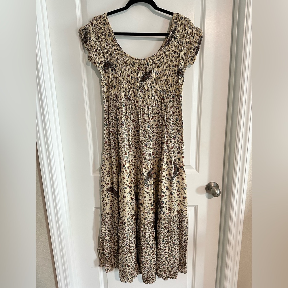 Vintage 90's Laundry By Shelli Segal Paisley Boho Maxi Dress Large - Picture 1 of 5